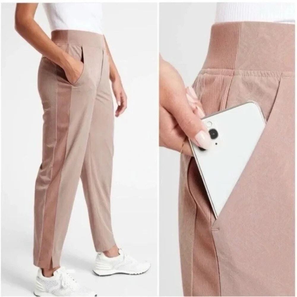 Athleta Brooklyn Ankle Pull On Pants Pink Athleisure Active Casual Size 2